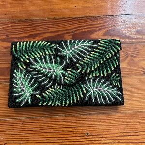 Tropical Leaf Beaded Clutch